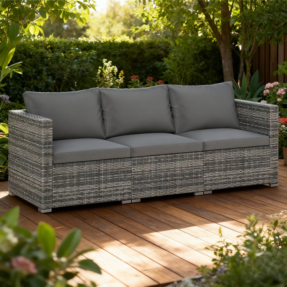 3 Piece Patio Sectional Rattan Sofa Set With Soft Cushions_voghion.com